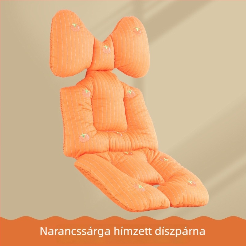 Pamutból készült babakocsi üléspárna hátsó támaszával, vastag párna, kompatibilis babakocsival és etetőszékkel, egész éves használatra