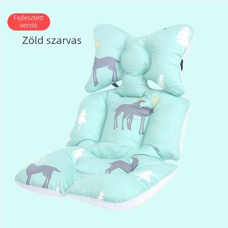 Pamutból készült babakocsi üléspárna hátsó támaszával, vastag párna, kompatibilis babakocsival és etetőszékkel, egész éves használatra