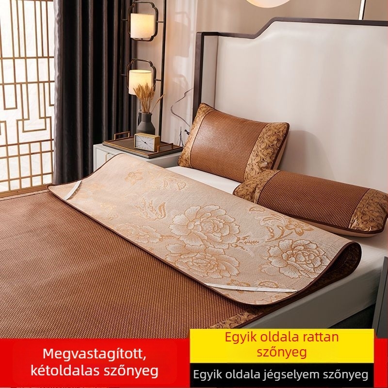Vastagított 2m-es összecsukható háromrészes ágymatrac készlet, 1.8m-es dupla ágyhoz, kétoldalas Ice Silk, 1.2m