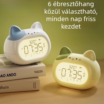 Iskolások ébresztője — gyerekbarát kialakítás, pointer kijelző, újratölthető, Mimitoou/Mimi Rabbit mozgás, MDF+PVC ház