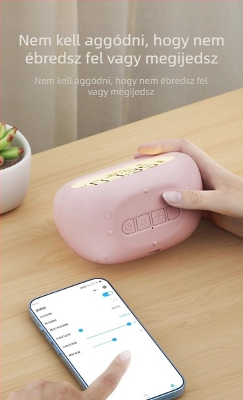 Iskolások ébresztője — gyerekbarát kialakítás, pointer kijelző, újratölthető, Mimitoou/Mimi Rabbit mozgás, MDF+PVC ház