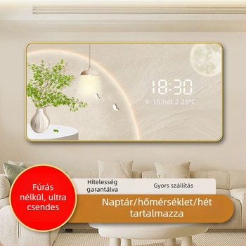 LED kijelzős falióra öröknaptárral, skandináv stílusú fa kerettel