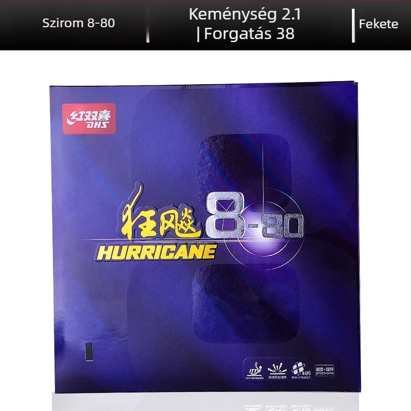 DHS asztaliteniszütő, PE alaplemez, reverse glue gumival, horizontális ütés, 1 db