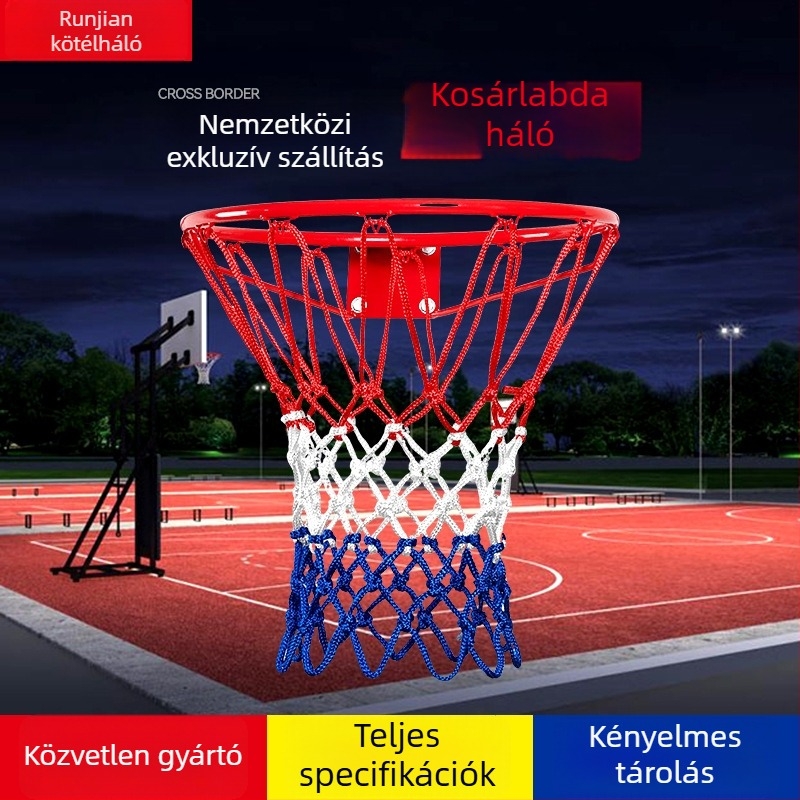 Kosárlabda háló, kézzel szőtt, nylon, játékminőség, standard gyűrűhöz