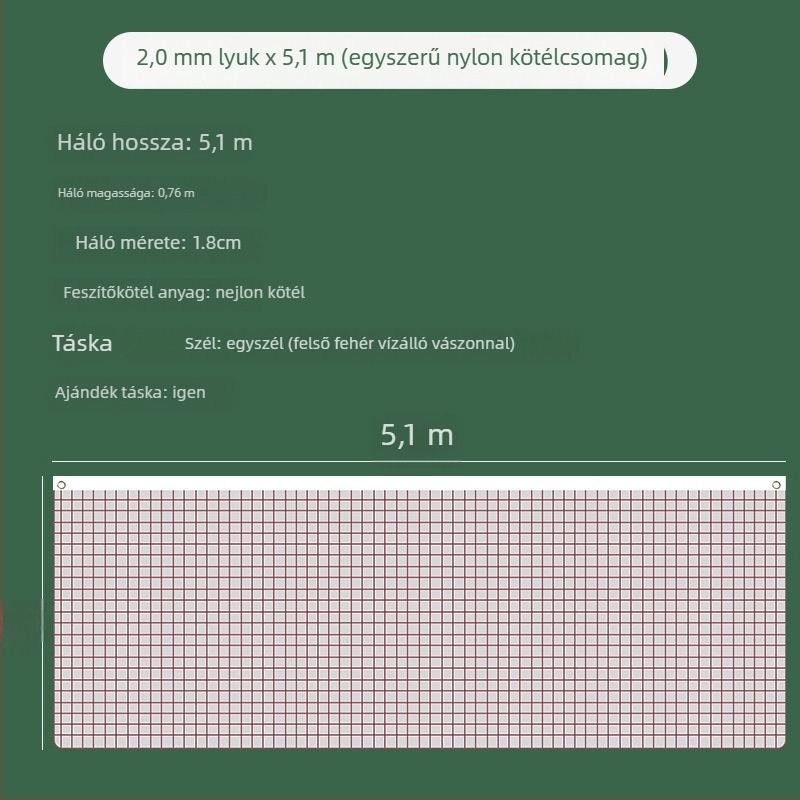 Wei Yan standard badminton háló, polipropilén, összecsukható, hordozható, beltéri és kültéri versenyekre