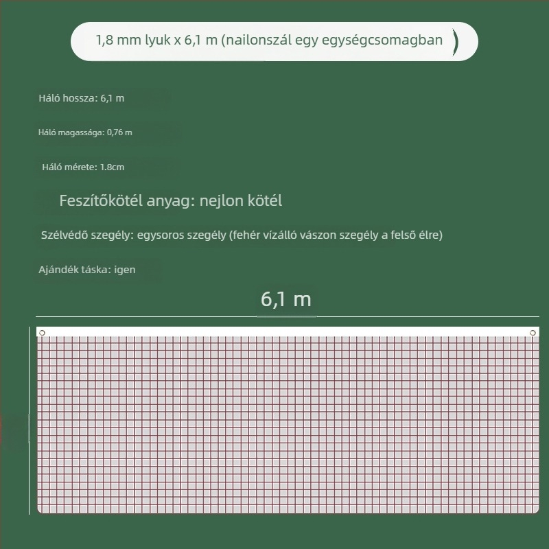 Wei Yan standard badminton háló, polipropilén, összecsukható, hordozható, beltéri és kültéri versenyekre