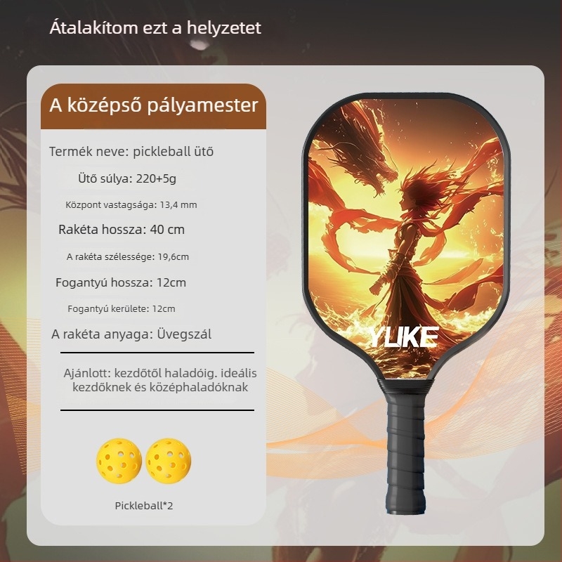 Pickleball ütő, üvegszálas kivitel (Márka: Yuke; Tömeg: 760)