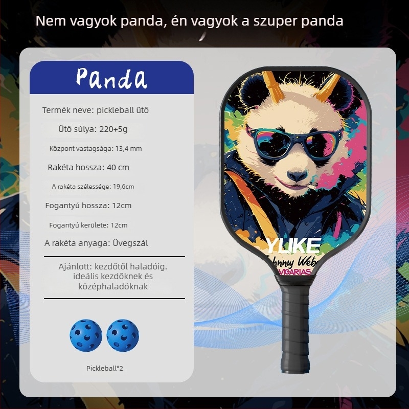 Pickleball ütő, üvegszálas kivitel (Márka: Yuke; Tömeg: 760)
