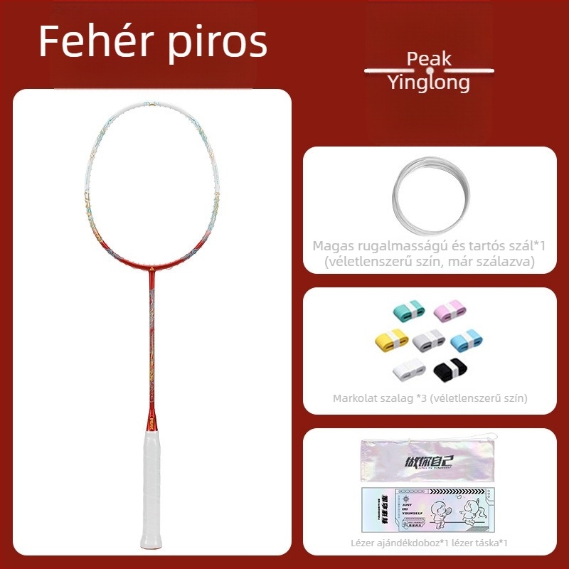 Kawasaki badminton ütő, karbon szálas keret, tömeg 75–79 g, 5U, közvetlen ütés