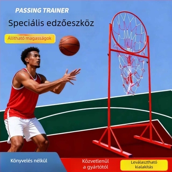 Kosárlabda edzőállvány passzokhoz és hárompontos dobásokhoz, rozsdamentes acél váz, beltéri sportcsarnokhoz