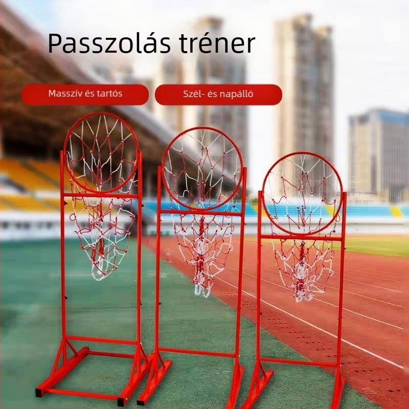 Kosárlabda edzőállvány passzokhoz és hárompontos dobásokhoz, rozsdamentes acél váz, beltéri sportcsarnokhoz