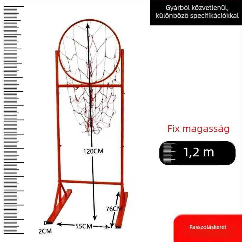 Kosárlabda edzőállvány passzokhoz és hárompontos dobásokhoz, rozsdamentes acél váz, beltéri sportcsarnokhoz