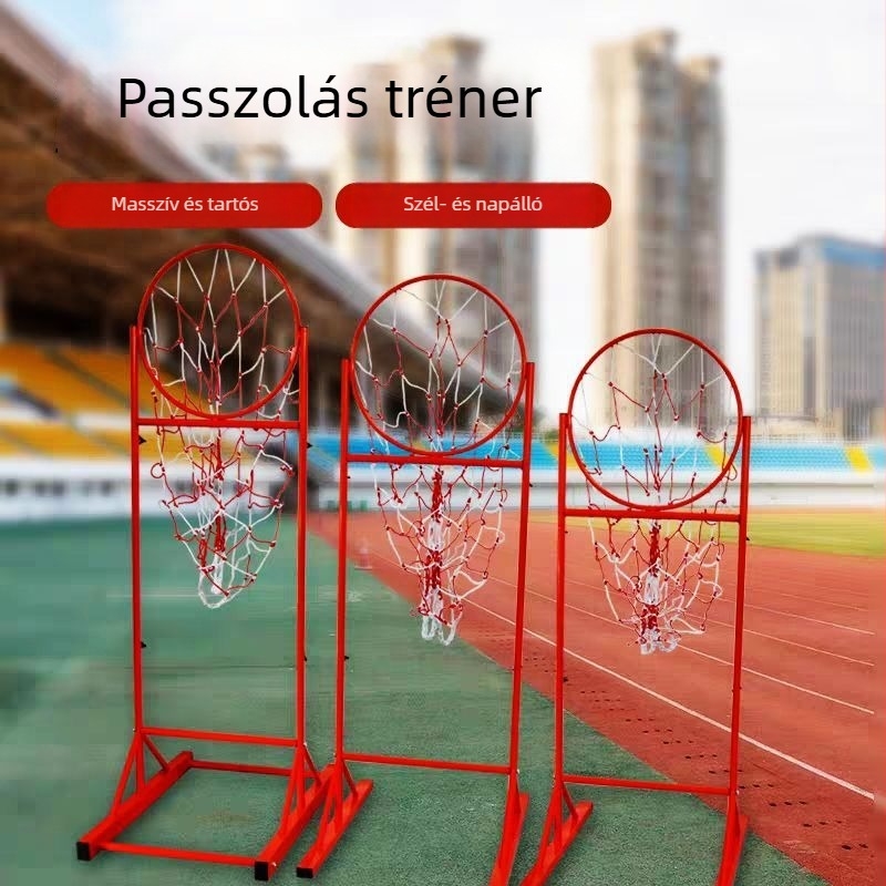 Kosárlabda edzőállvány passzokhoz és hárompontos dobásokhoz, rozsdamentes acél váz, beltéri sportcsarnokhoz