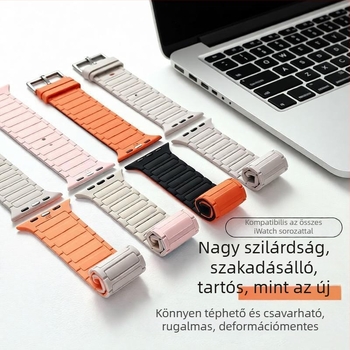 S987654 Két színű szilikon óraszíj Apple Watch-hoz, 22 mm, mágneses csattal