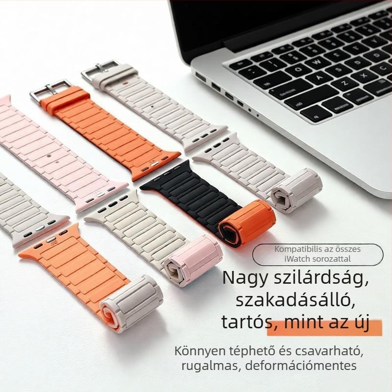 S987654 Két színű szilikon óraszíj Apple Watch-hoz, 22 mm, mágneses csattal