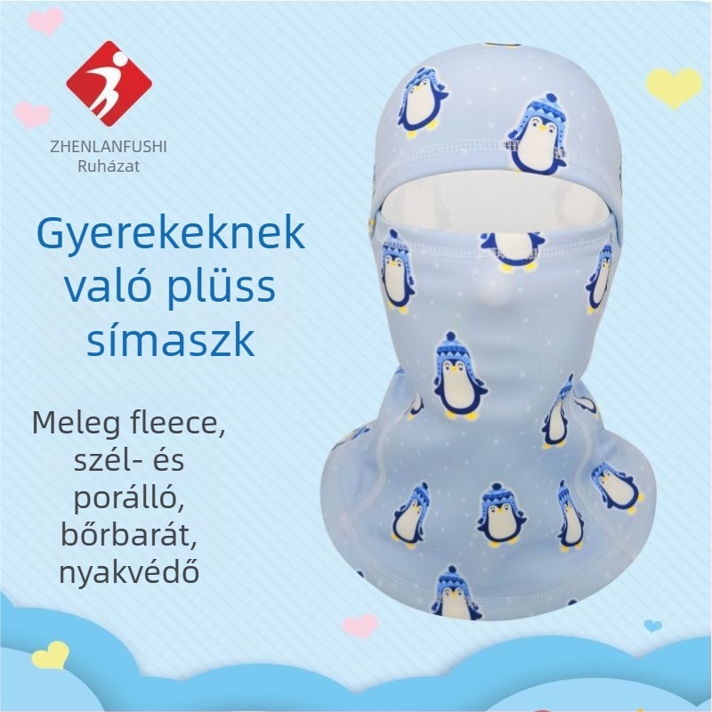Gyerek símaszk fleecével bélelt, szélvédett arcvédő és kapucnis fejfedő kültéri sportokhoz