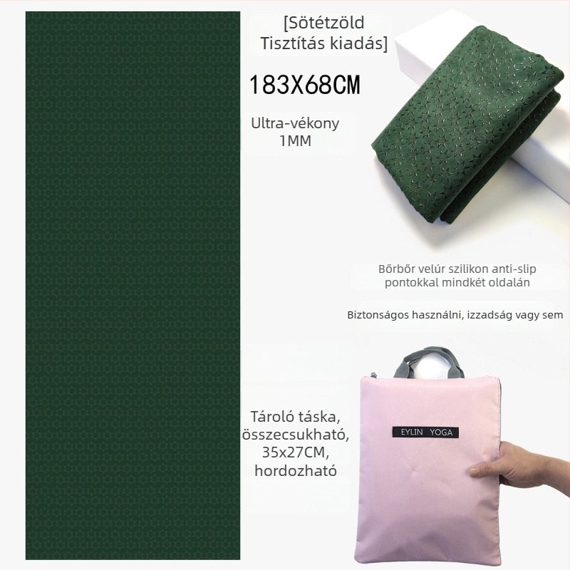 Jóga törölköző – csúszásmentes, kétoldalas szilikon pöttyös felület, izzadságot felszívó, szagtalan, géppel mosható