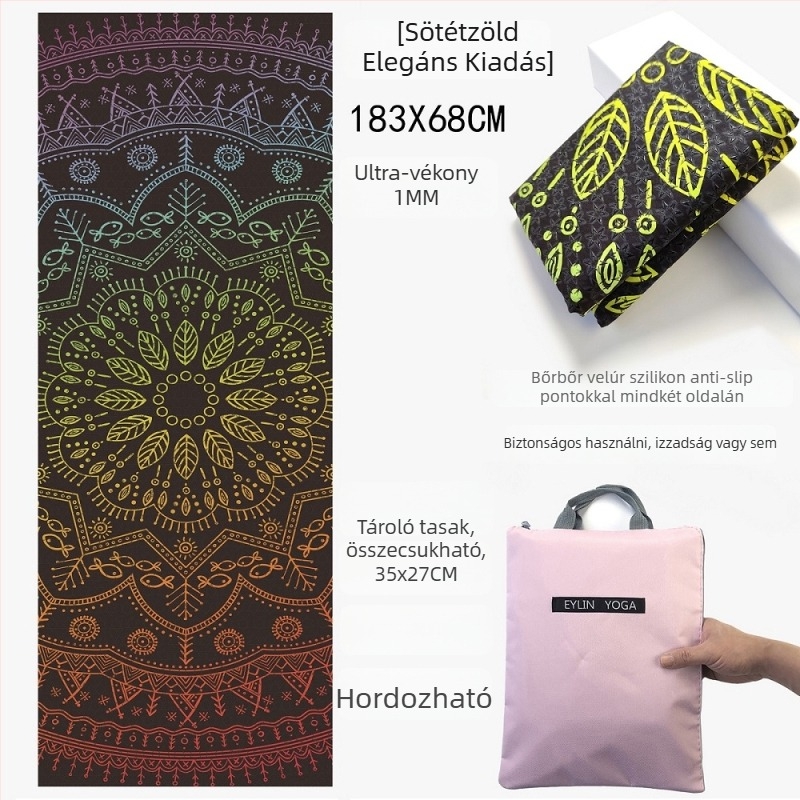 Jóga törölköző – csúszásmentes, kétoldalas szilikon pöttyös felület, izzadságot felszívó, szagtalan, géppel mosható