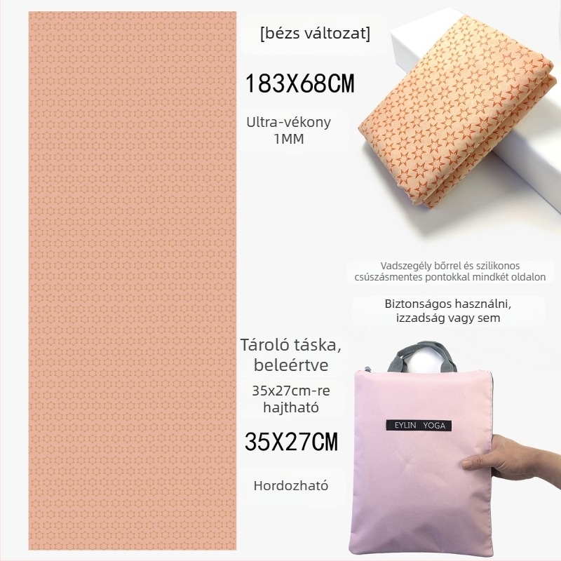 Jóga törölköző – csúszásmentes, kétoldalas szilikon pöttyös felület, izzadságot felszívó, szagtalan, géppel mosható