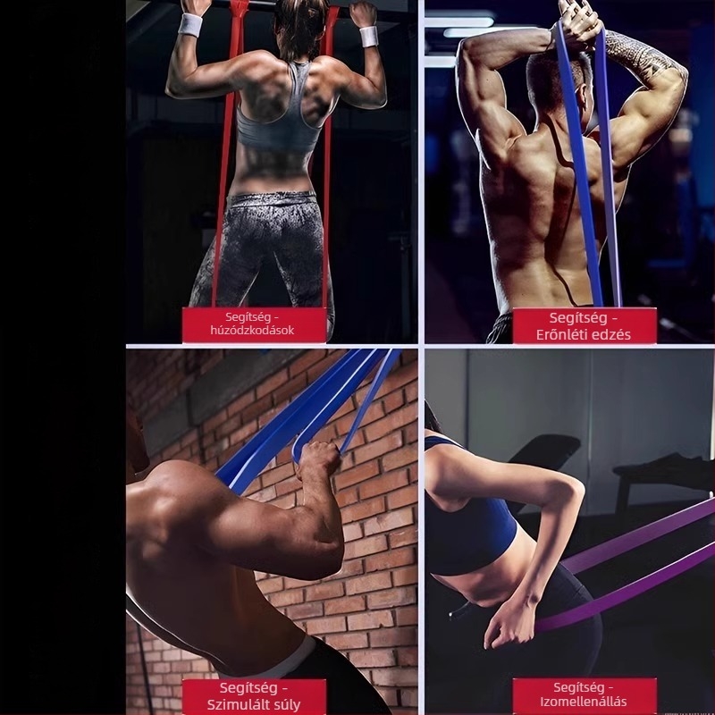 Fitnesz elasztikus szalag húzódzkodásokhoz segítő övvel, erőnléti edzéshez és nyújtáshoz