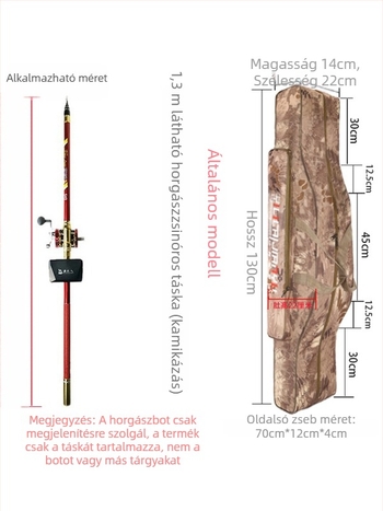 Horgászbot táska – teljes készlet, rekeszek a csalira, damilra, bottal és orsóra, Oxford anyag