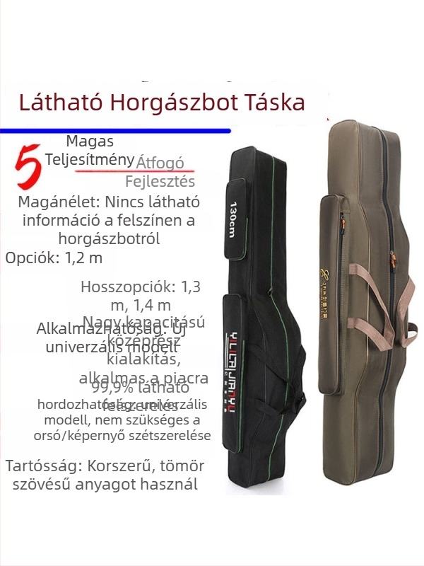 Horgászbot táska – teljes készlet, rekeszek a csalira, damilra, bottal és orsóra, Oxford anyag