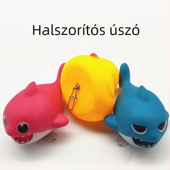Mini sárga kacsa horgászúszó úszó kiegészítőkkel és DIY záróeszközzel — rajzfilm cápa úszó