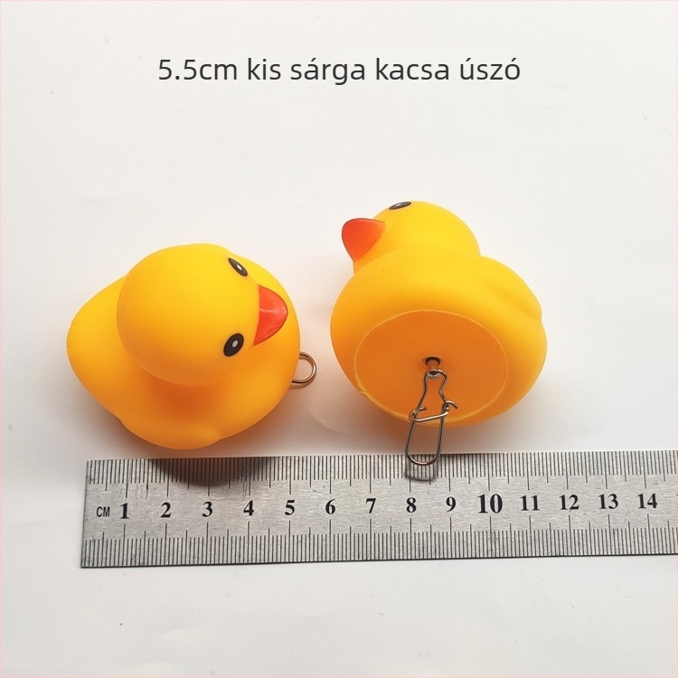 Mini sárga kacsa horgászúszó úszó kiegészítőkkel és DIY záróeszközzel — rajzfilm cápa úszó