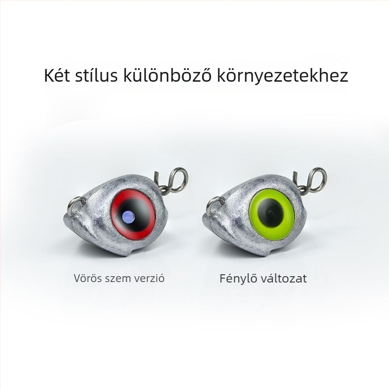 Ólomfejű csali, halacskaszeme dizájn, antiakadás, gyors kioldású süllyedő, hajlított horog