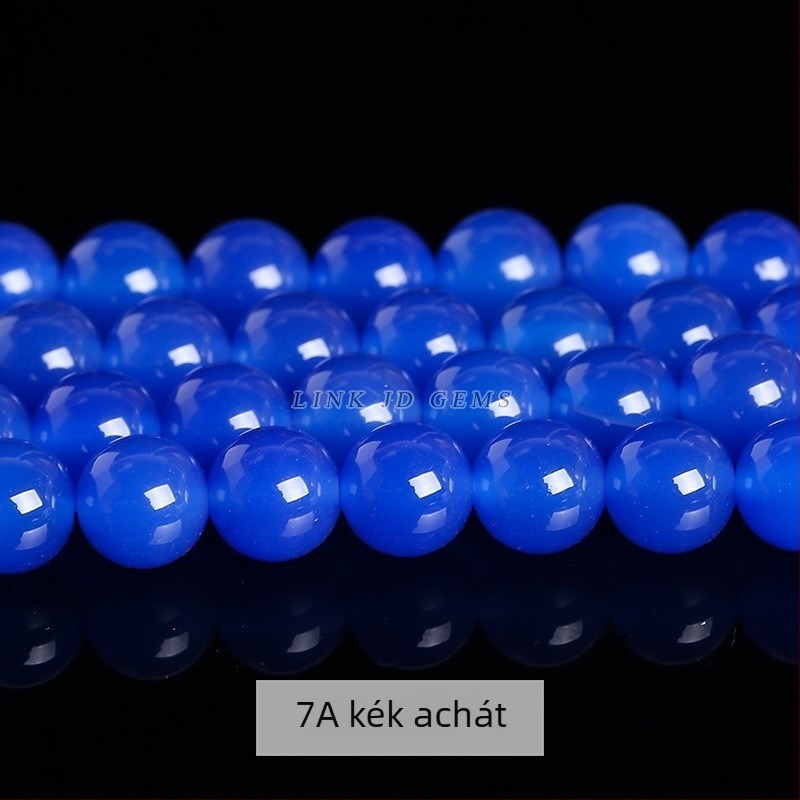 7A természetes kék achát gyöngyök DIY karkötőhöz – kék gyöngyök és kiegészítők