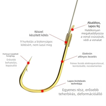 Seven-Star lebegő horgászati készlet előre kötött egy horoggal és damillal, 3,6 m hosszú, ideális a tározó tavakhoz