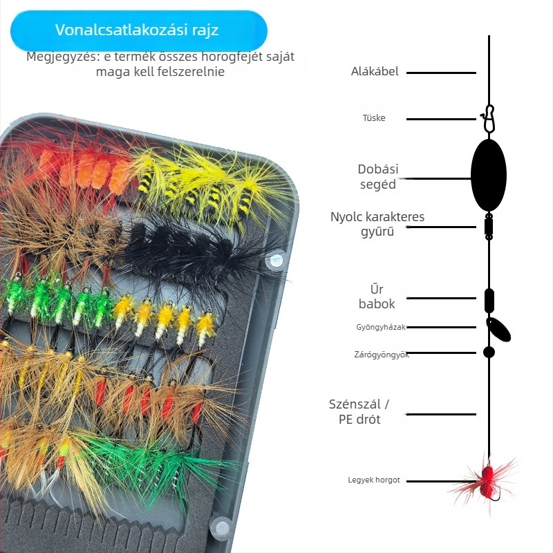 Burning Eagle biomimikus csalétek – biomimikus csalétek készlet fly fishinghez, legyek és szúnyogok utánzatával, vegyes horogkészlet egy dobozban
