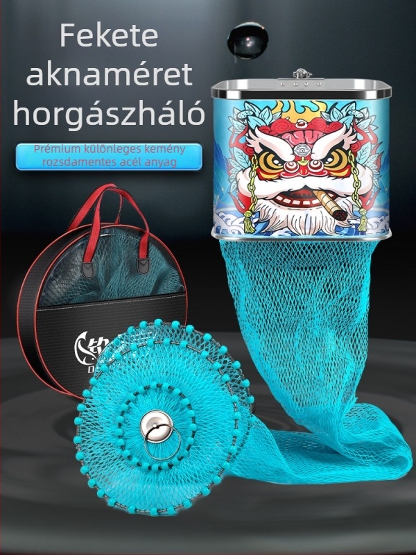 Baon nejlon halvédő háló négyszögletes formával és rozsdamentes acél gyűrűvel, bevonva a halak kiakadásának megelőzésére, hordozható és vízálló