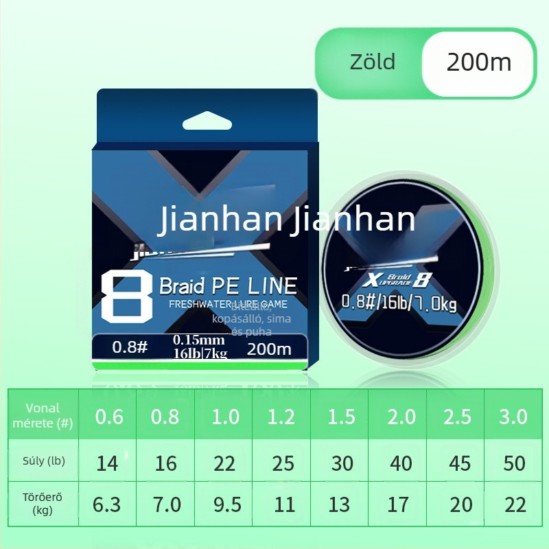PE fonott fő zsinór X8, 150 m, magas szakítószilárdságú horgász zsinór