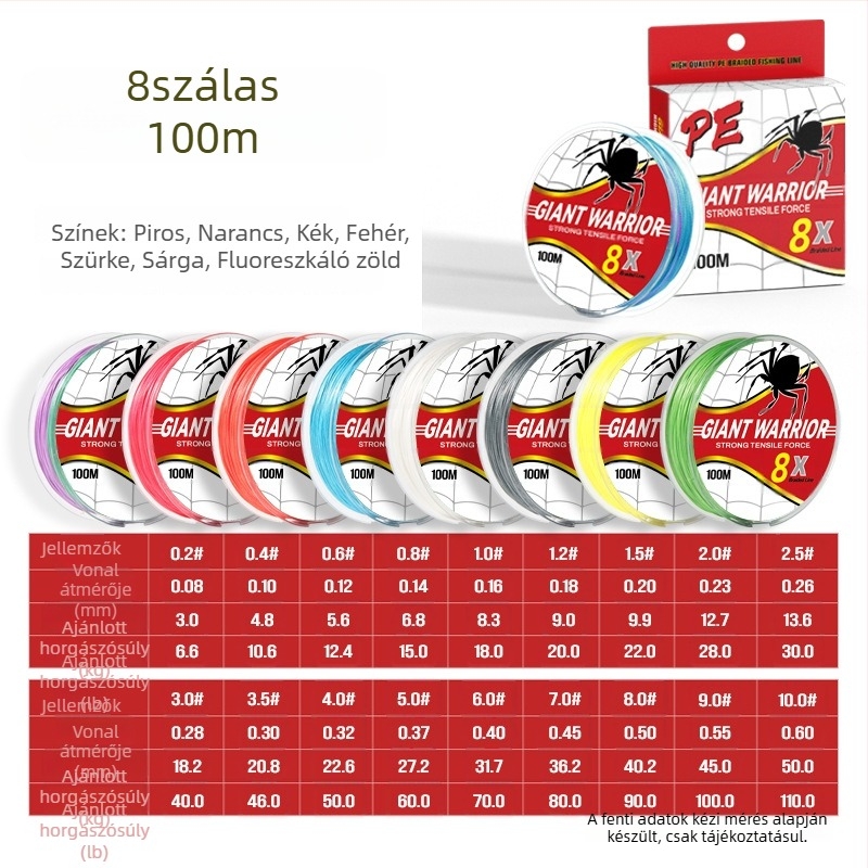 YUXIZI PE fő halászati damil, ultranagy szakítószilárdság, 100 m hosszú