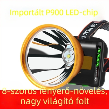 LED fejlámpa, újratölthető, hosszú hatótávolságú éjszakai horgászathoz