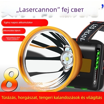 LED fejlámpa, újratölthető, hosszú hatótávolságú éjszakai horgászathoz