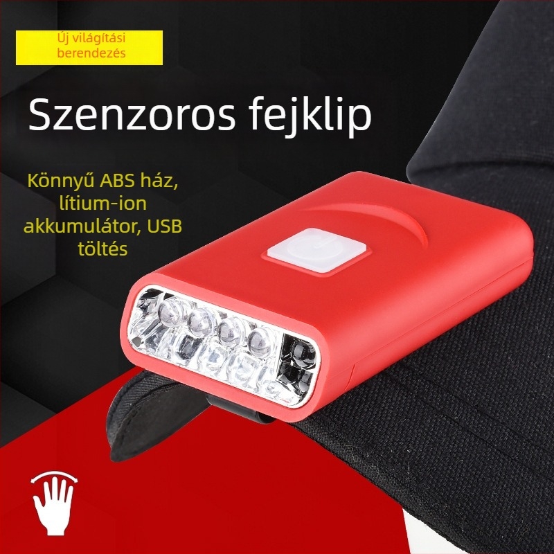 KC-tanúsítványos LED sapka-clip fejlámpa érzékelővel, 1W, 500mAh, Type-C töltés, horgász világítás