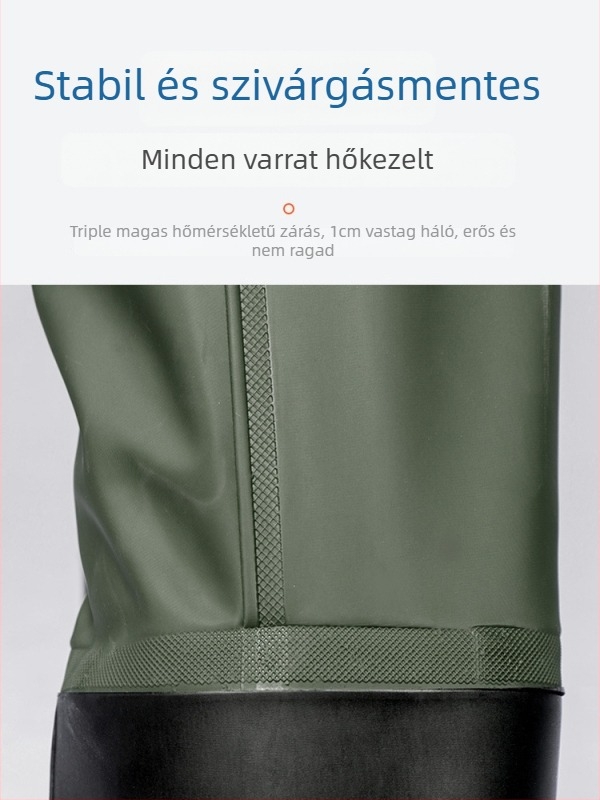 PVC horgászruházat: teljes testű vízálló nadrág és esőkabát, 2 zseb, mentőmellény nélkül