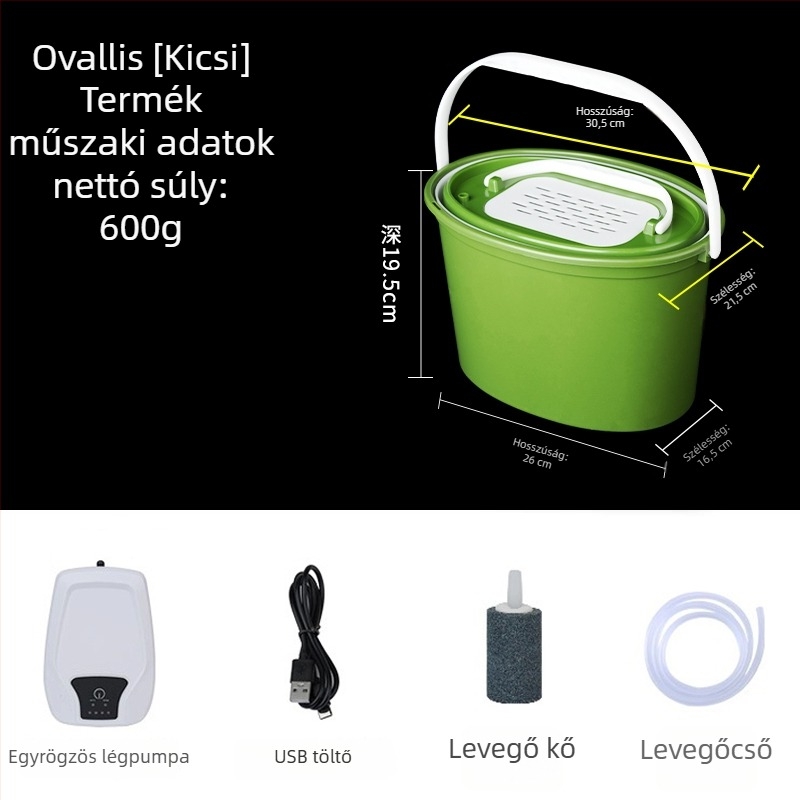 Élőhalas vödör oxigénpumpával – Többfunkciós, kettős rétegű, megerősített