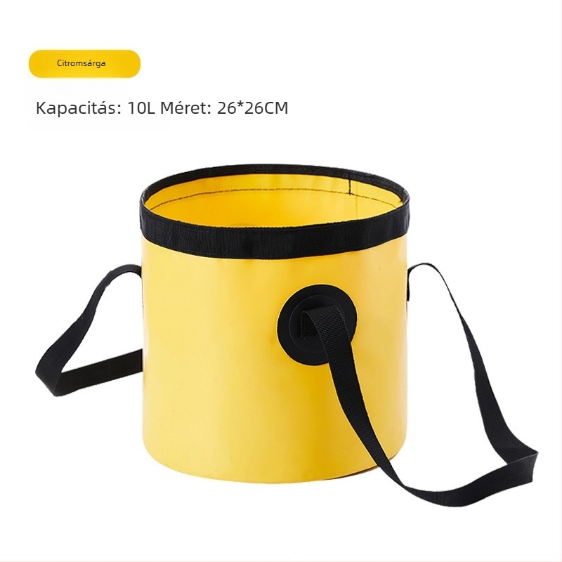 Összecsukható kültéri arc- és lábmosó vödör, ideális a horgászathoz és víztároláshoz; anyag: 600D PVC hálószövet; súly kb. 0,3 kg; piacra kerül 2024 tavaszán