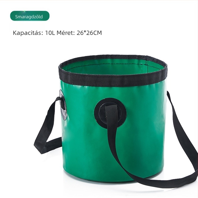 Összecsukható kültéri arc- és lábmosó vödör, ideális a horgászathoz és víztároláshoz; anyag: 600D PVC hálószövet; súly kb. 0,3 kg; piacra kerül 2024 tavaszán