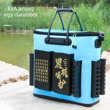 Kemény aljú horgász vödör, integrált EVA vastagított dizájn, hordozható hátizsák-stílus, élő hal védő vödör, 1.2 kg