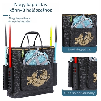 Kemény aljú horgász vödör, integrált EVA vastagított dizájn, hordozható hátizsák-stílus, élő hal védő vödör, 1.2 kg