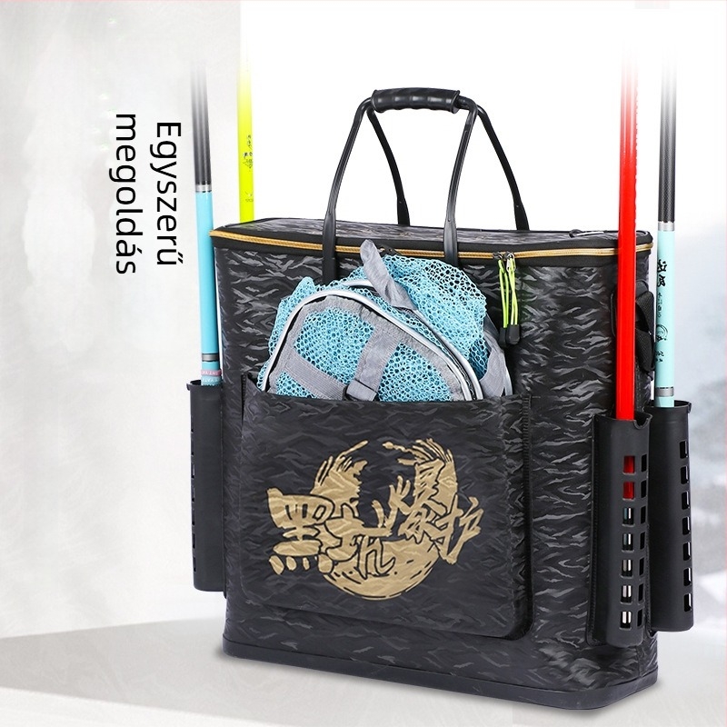 Kemény aljú horgász vödör, integrált EVA vastagított dizájn, hordozható hátizsák-stílus, élő hal védő vödör, 1.2 kg