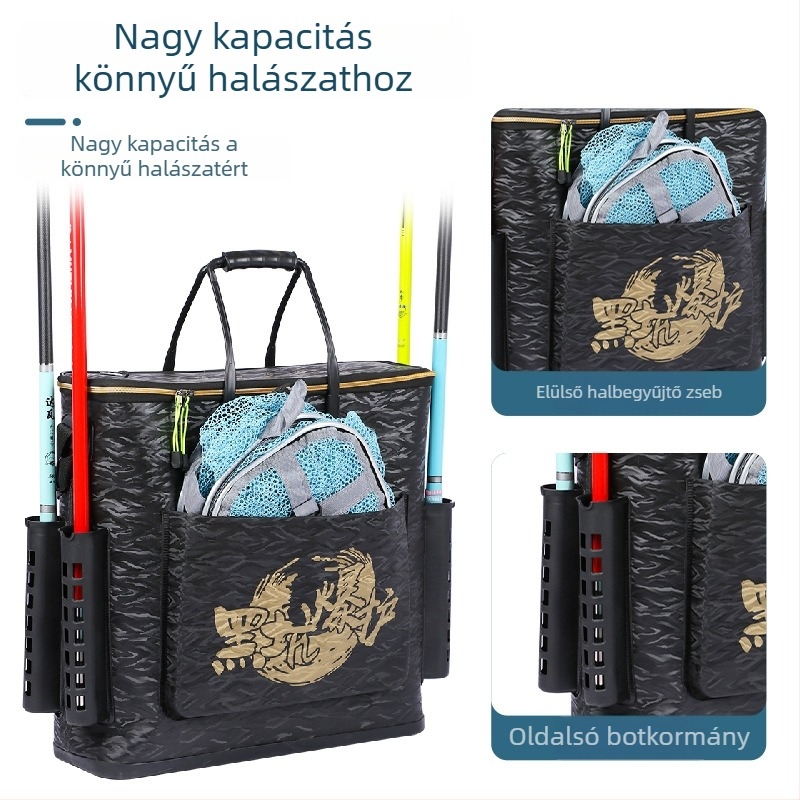 Kemény aljú horgász vödör, integrált EVA vastagított dizájn, hordozható hátizsák-stílus, élő hal védő vödör, 1.2 kg