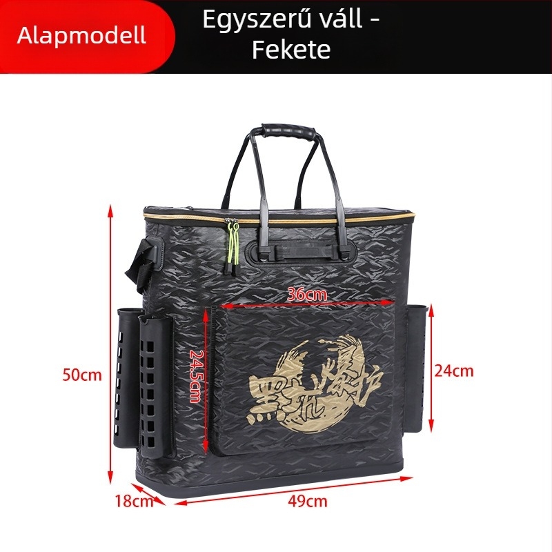 Kemény aljú horgász vödör, integrált EVA vastagított dizájn, hordozható hátizsák-stílus, élő hal védő vödör, 1.2 kg