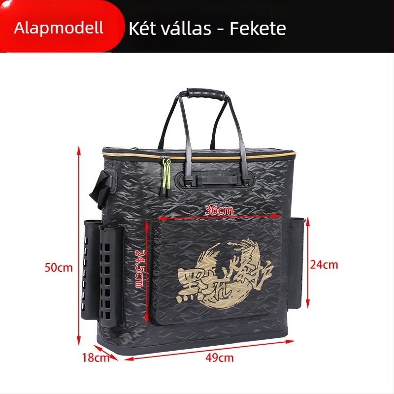 Kemény aljú horgász vödör, integrált EVA vastagított dizájn, hordozható hátizsák-stílus, élő hal védő vödör, 1.2 kg