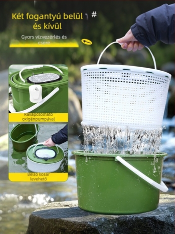 Élőhalas tartály folyóvízi horgászathoz - kétrétegű kialakítás, Source of Fishing, műanyag, Kína