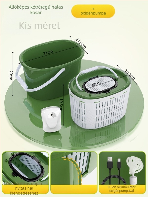 Élőhalas tartály folyóvízi horgászathoz - kétrétegű kialakítás, Source of Fishing, műanyag, Kína